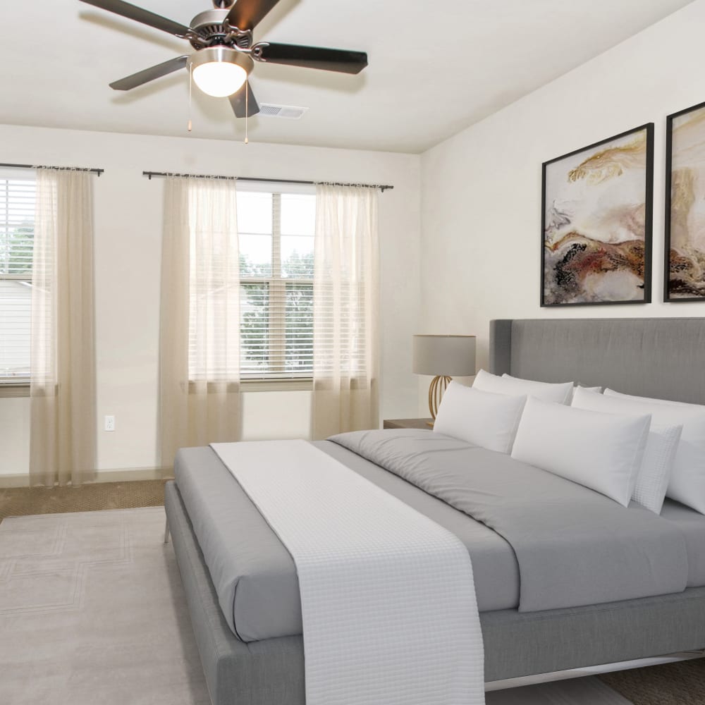 Model bedroom at 401 Oberlin in Raleigh, North Carolina