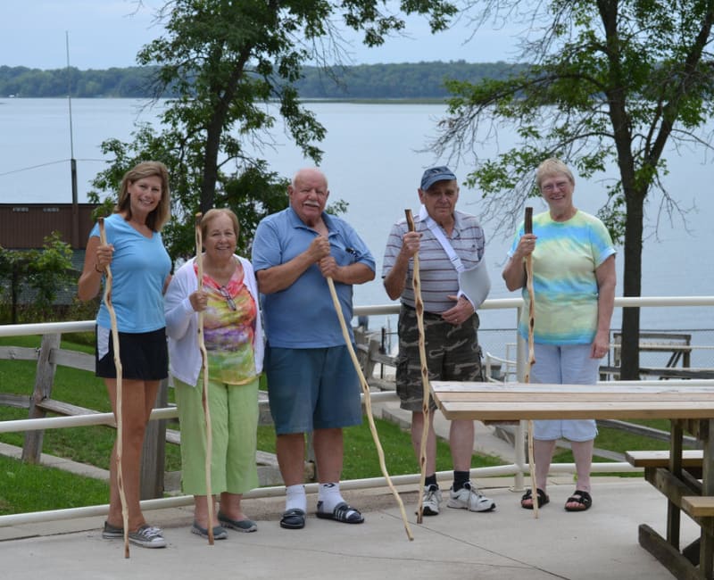 Residents out on a walk near Ebenezer Ridges Campus in Burnsville, Minnesota