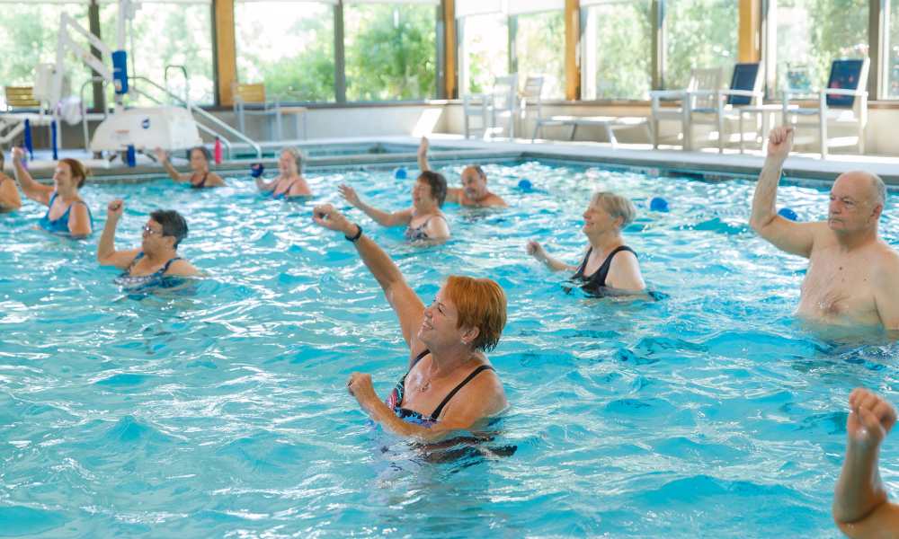 Aquatic aerobics in pool at Touchmark at Meadow Lake Village in Meridian, Idaho