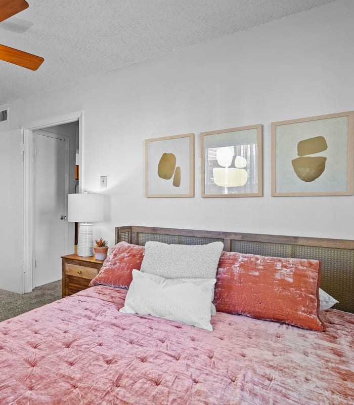Spacious carpeted bedroom at Double Tree Apartments in El Paso, Texas