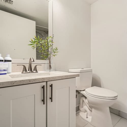 Bright bathrooms at The Seven At West Boca in Boca Raton, Florida