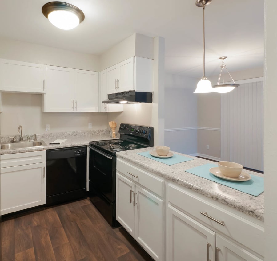 Kitchen with white cabinets at Riverside North in Chattanooga, Tennessee