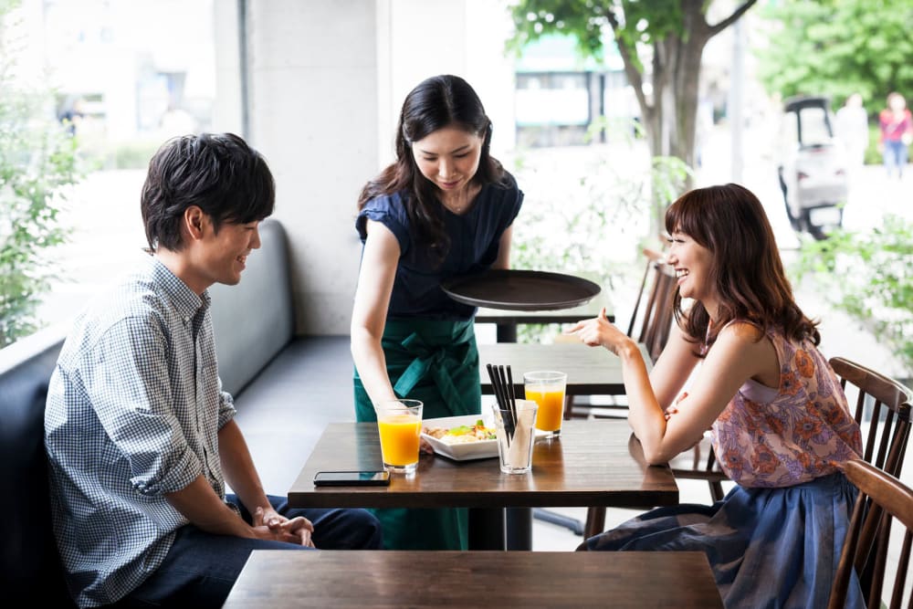 Residents at a restaurant near El Macero Apartments in Davis, California