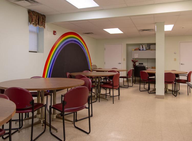 Grand community gathering space at Blue Elm United Estates in Dorchester, Massachusetts