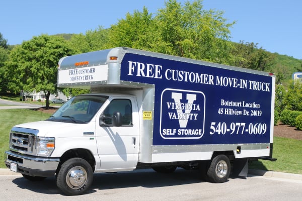 Free moving truck at Virginia Varsity Storage in Roanoke, Virginia