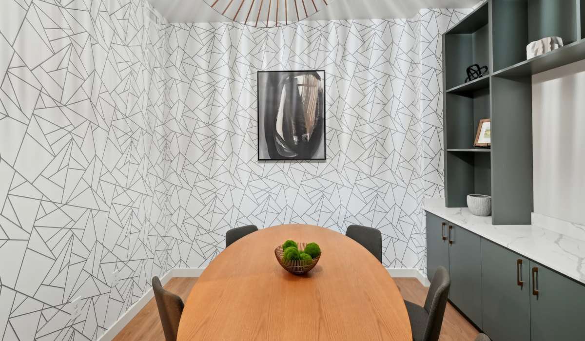 Conference room at Linden Hill in Magna, Utah with snow-covered mountains in the background