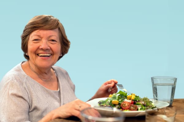 Lady enjoying a salad