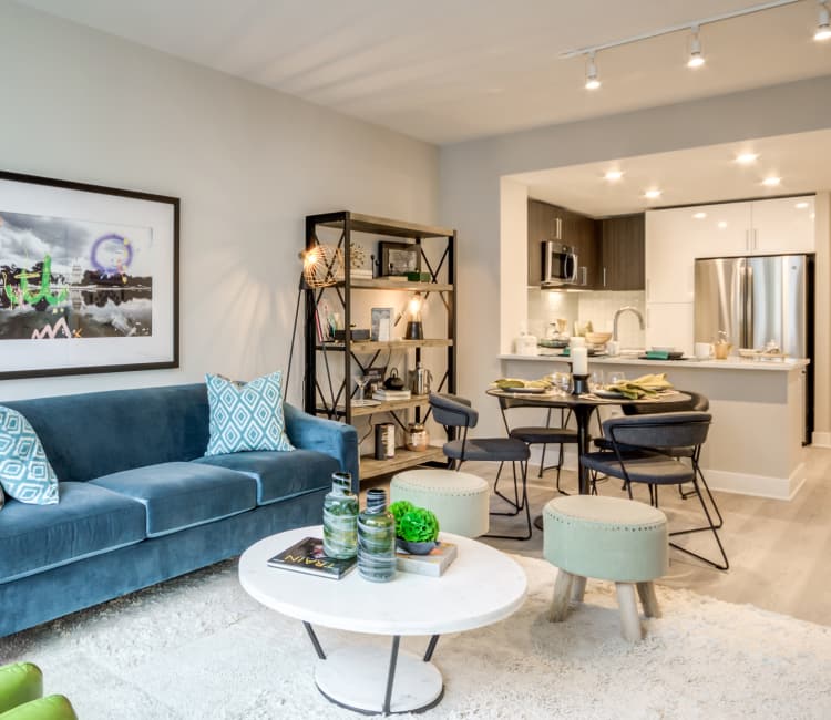 Rendering of breakfast bar and dining area in model home at Gallery Bethesda II in Bethesda, MD
