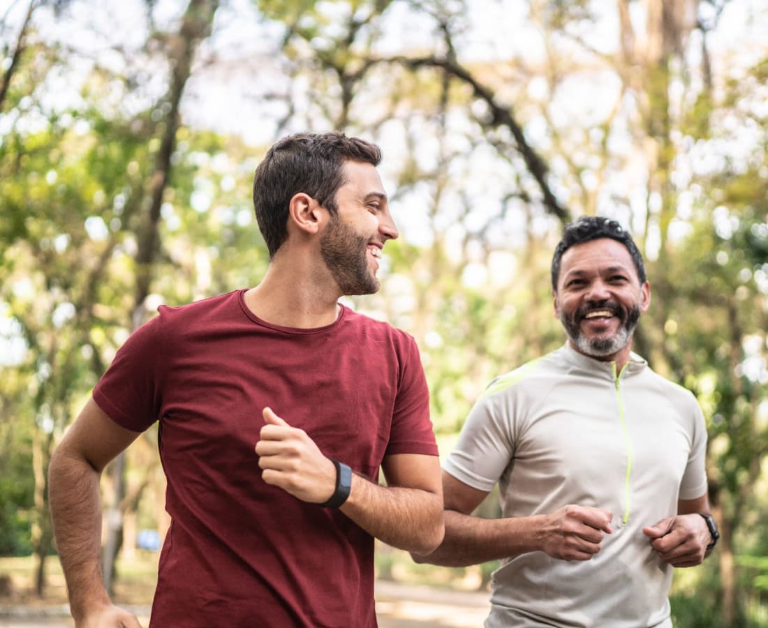 Residents jogging on a trail near Isles in Roseville, California