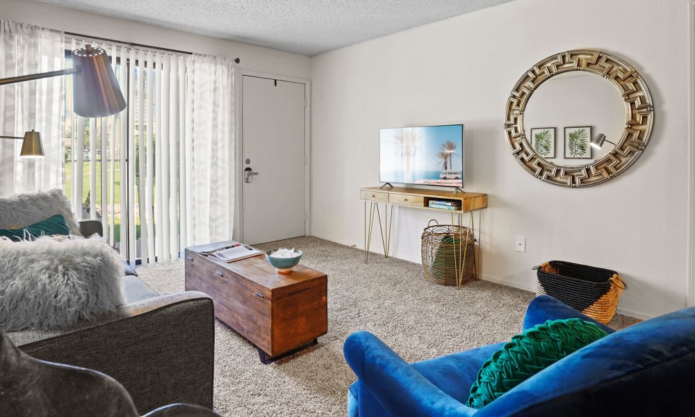 front door Living room at Silver Springs Apartments in Wichita, Kansas