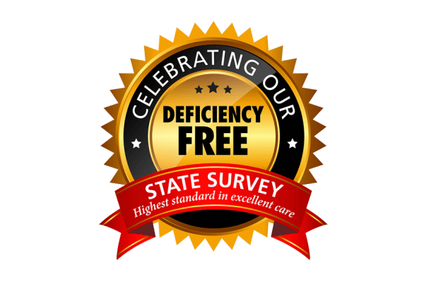 Deficiency free state survey award at Grand Villa of Delray Beach East in Delray Beach, Florida