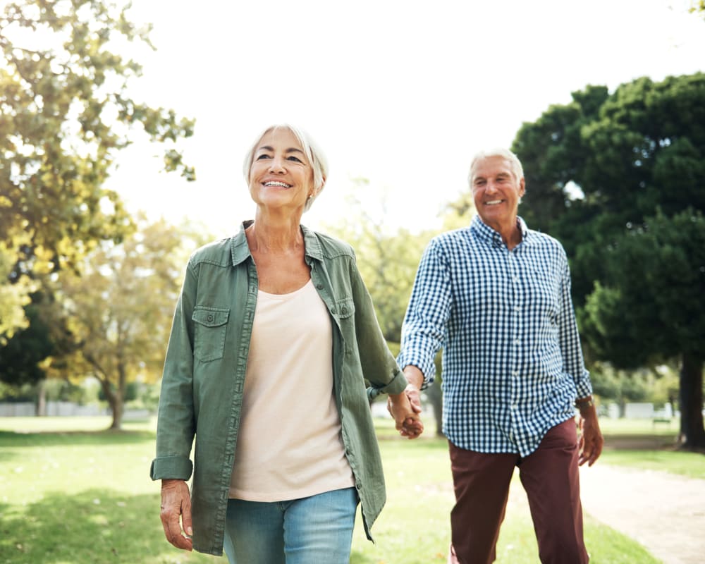 Couple walking near Oakwood Apartments in West Carrollton, Ohio