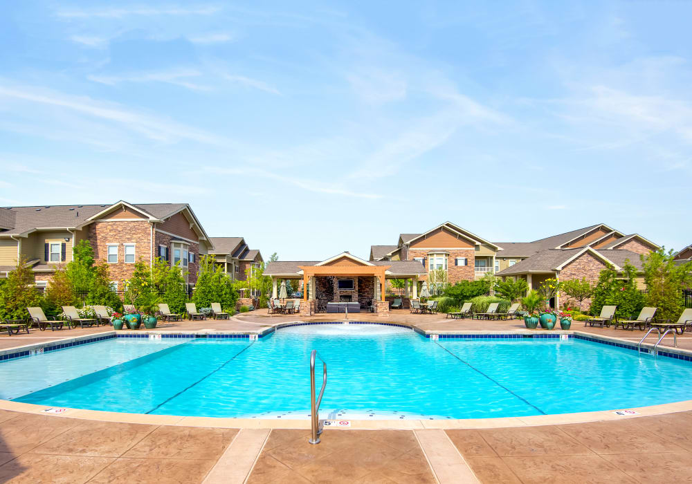 The community pool at The Sovereign at Overland Park in Overland Park, Kansas