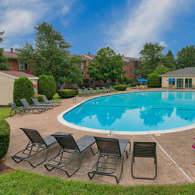 Beautiful swimming pool at Eagle's Crest Apartments in Harrisburg, Pennsylvania