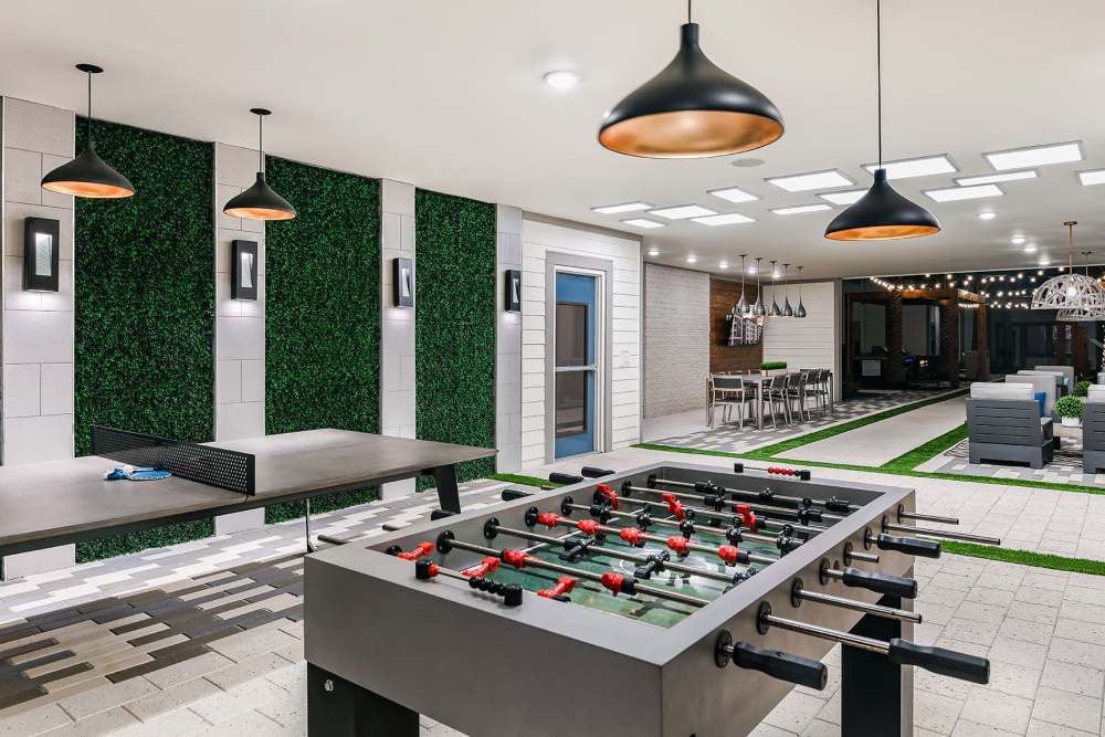 Foosball table in community room at Soba Apartments in Jacksonville, Florida