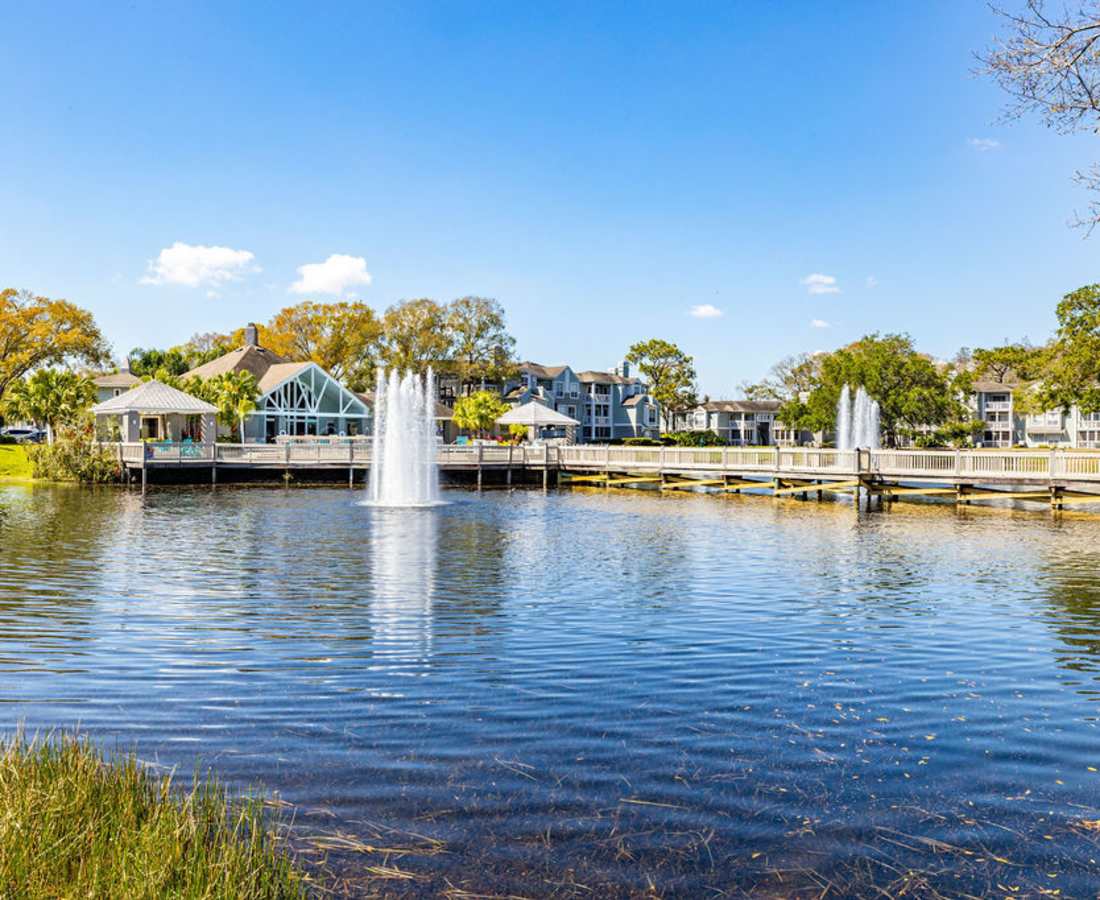 View of exterior of apartments at Lofton Place in Tampa, Florida