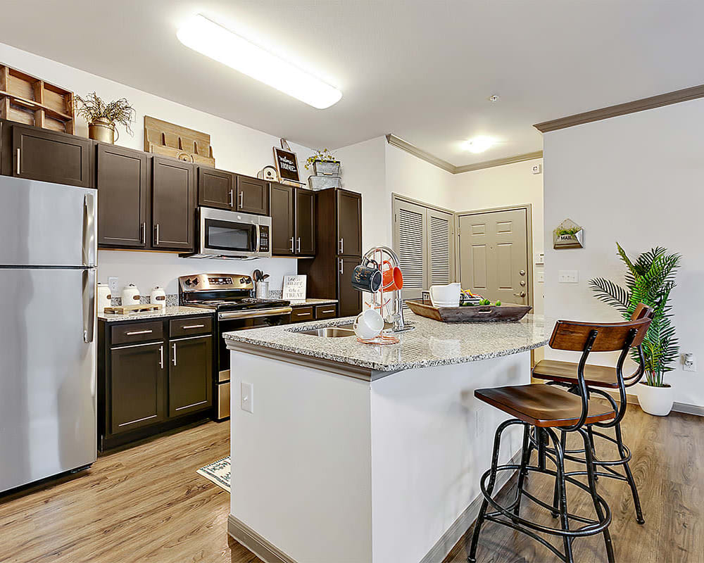 Luxurious kitchen at Plum Creek Vue in Kyle, Texas
