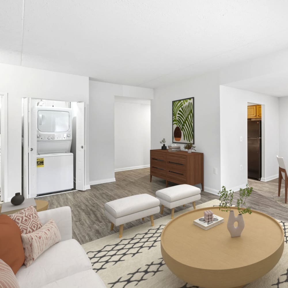 Stackable Washer & Dryer in an apartment home at Montgomery Club V in Gaithersburg, Maryland