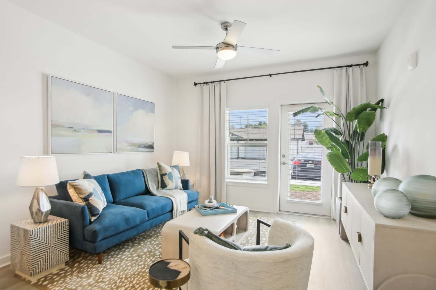 Bright and spacious living area at Avion Apartments in Jacksonville, Florida