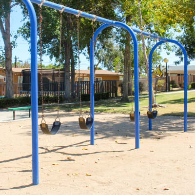 Swings on a playground at Chesterton in San Diego, California