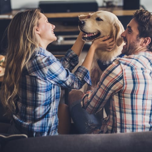 Residents and their dog at home at Edson in Oceanside, California