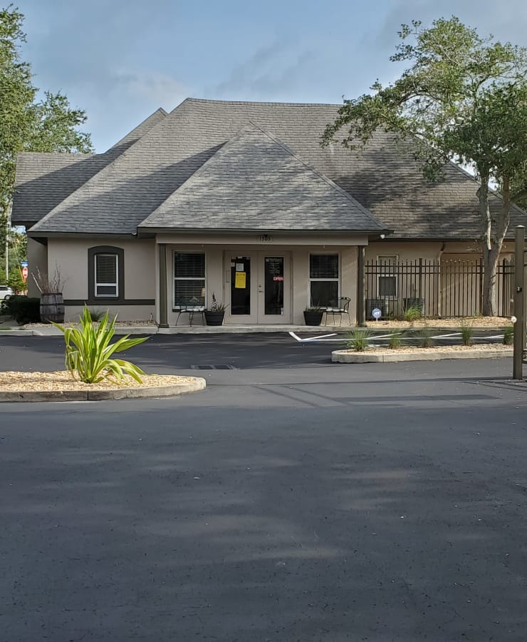 The exterior of the main entrance at StorQuest Self Storage in Clearwater, Florida