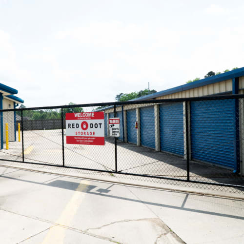 Secure gate at Red Dot Storage in Denham Springs, Louisiana
