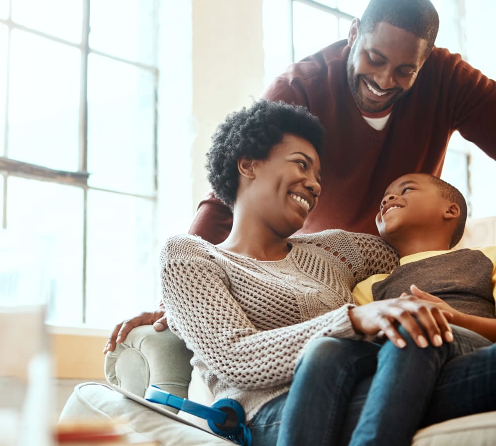 Happy family at Oaks Hackberry Creek in Irving, Texas