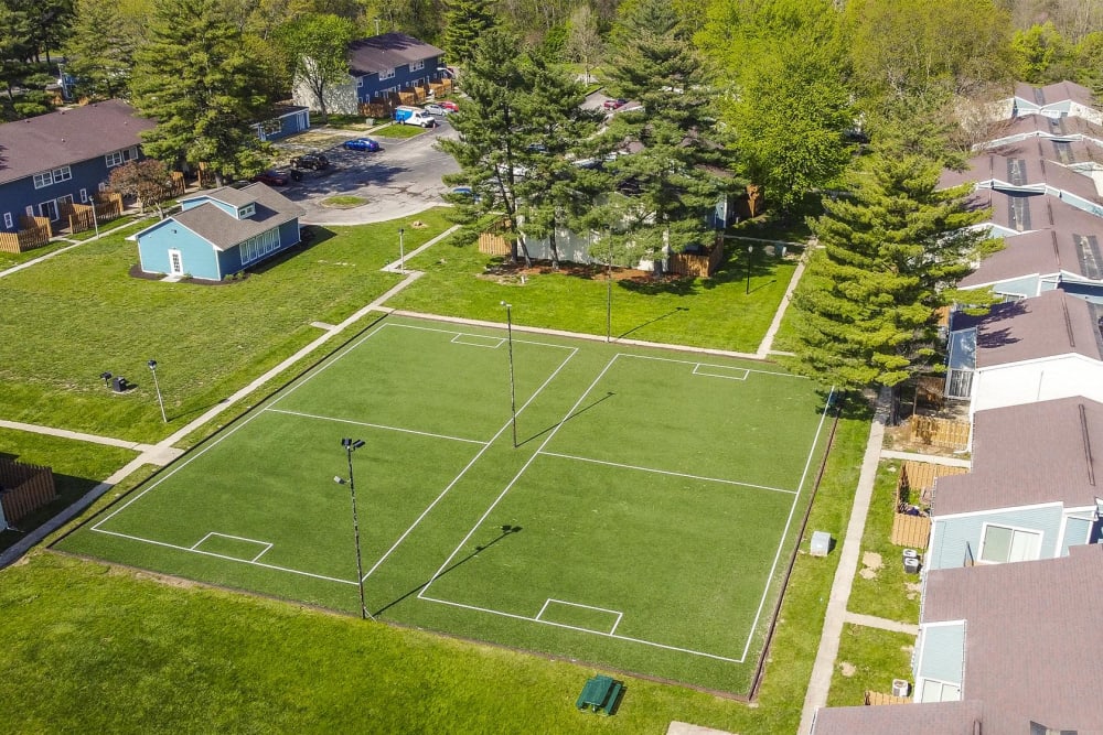 Aerial view of turf sport court at The Meridian North in Indianapolis, Indiana
