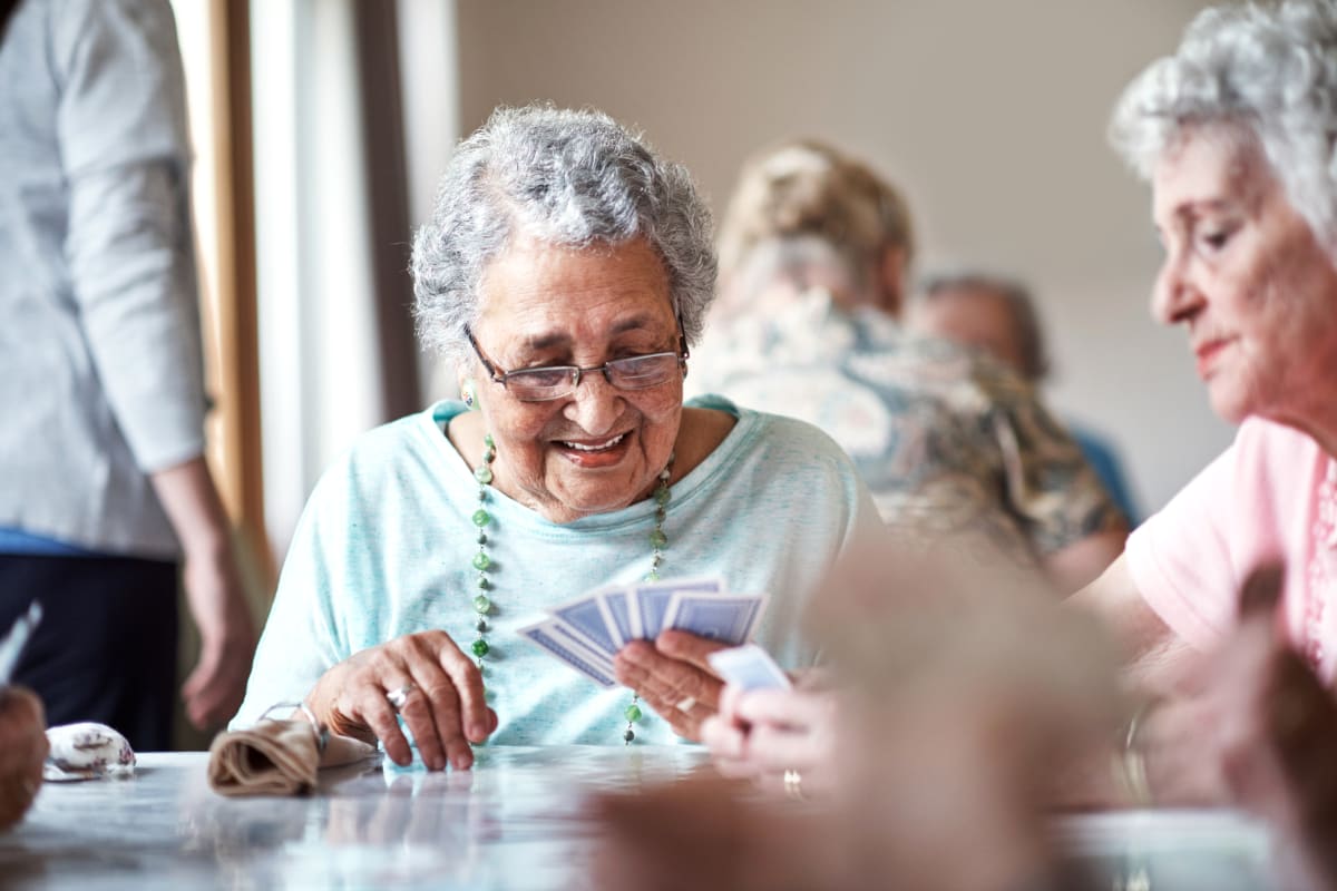 Residents playing a game together at Canoe Brook Assisted Living in Ardmore, Oklahoma