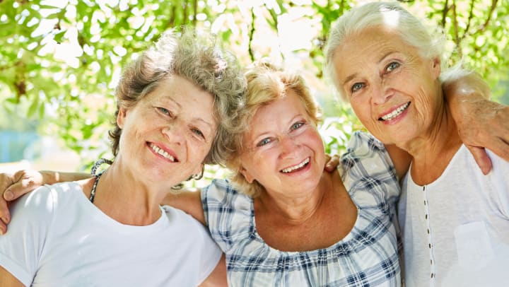 Three Happy Elderly Women