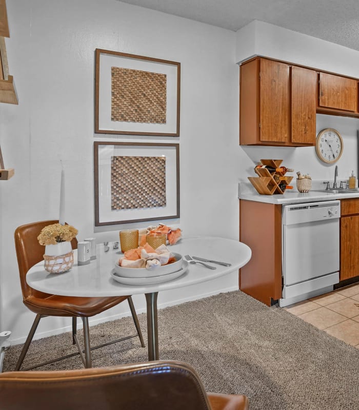 Dining room and kitchen at Double Tree Apartments in El Paso, Texas