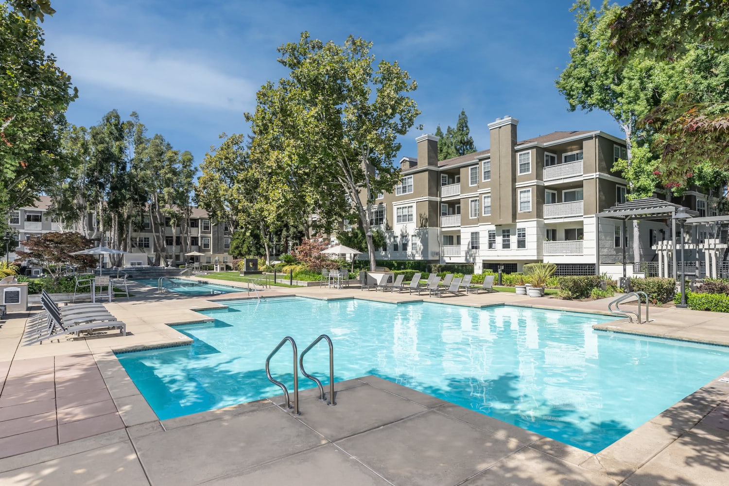 Serene pool at Bella Vista Apartments in Santa Clara, California