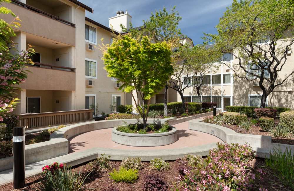 Courtyard area at Bentley Place in Hayward, California