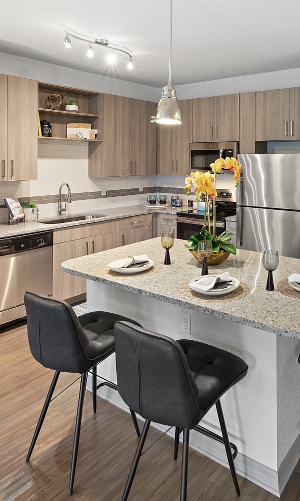 Brightly lit kitchen at Integra 289 Exchange in DeBary, Florida