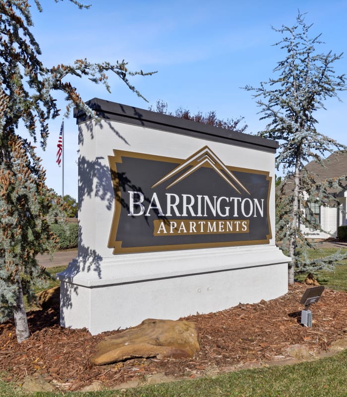 Front entrance to Barrington Apartments in Tulsa, Oklahoma