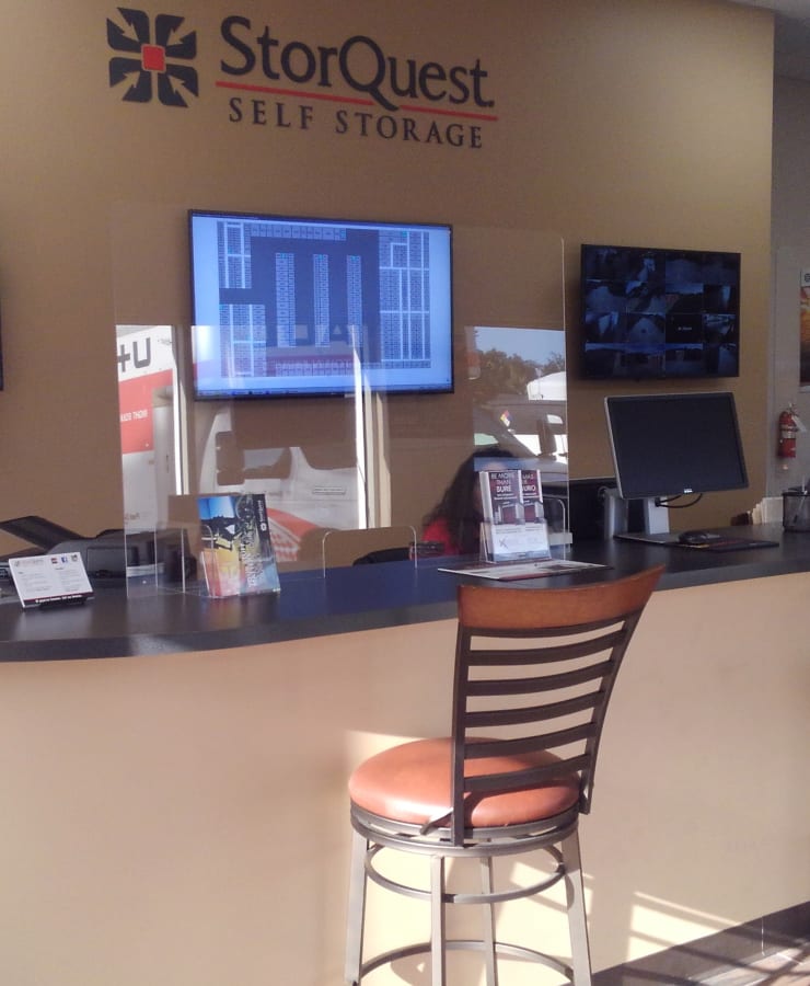 Interior of the leasing office at StorQuest Self Storage in Sanford, Florida