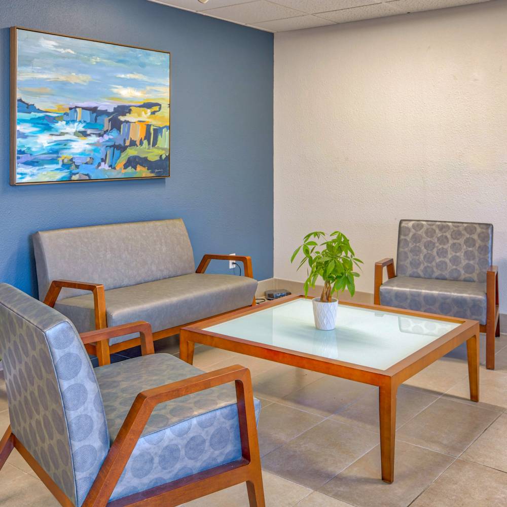 Lobby lounge area at The Springs in La Mesa, California