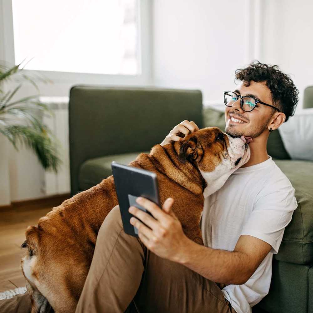 Resident and his dog at Parkwood Manor in Norfolk, Virginia