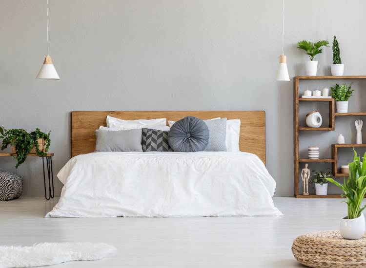 Comfortable apartment bedroom at Coddington Point in Newport, Rhode Island