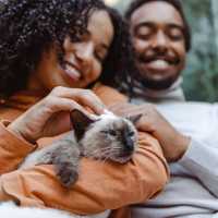 Couple with their pet at Hart Townes in Woodruff, 