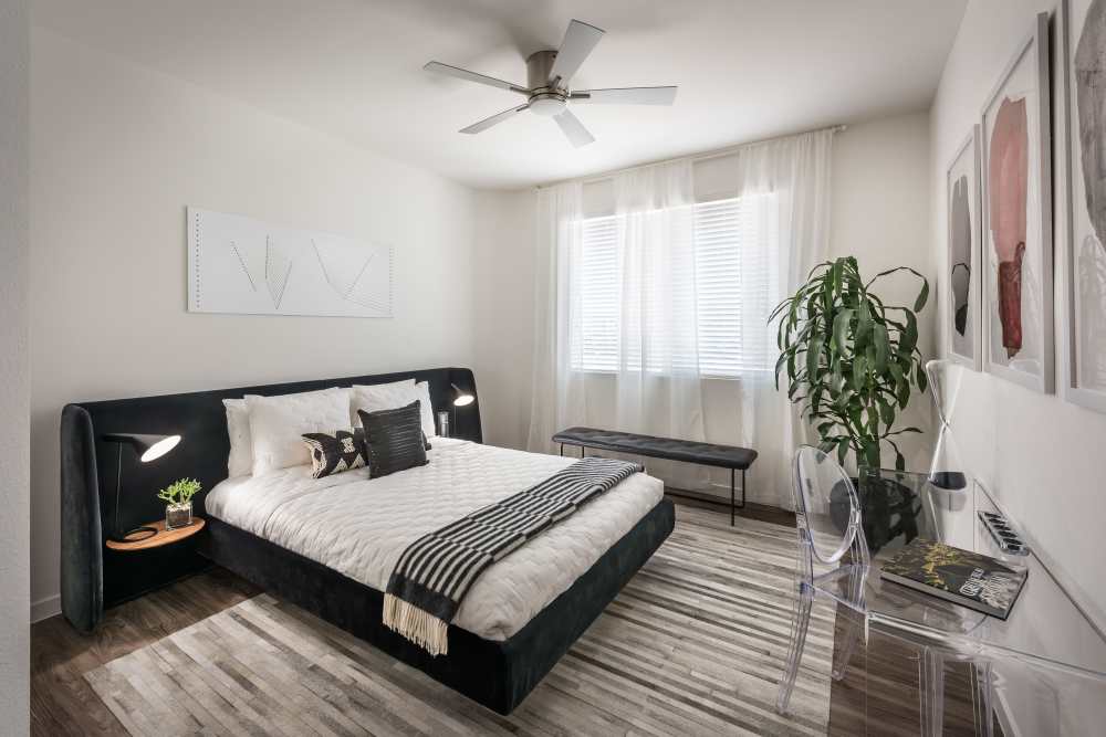 Large master bedroom in model home at Bella Olivia in Peoria, Arizona