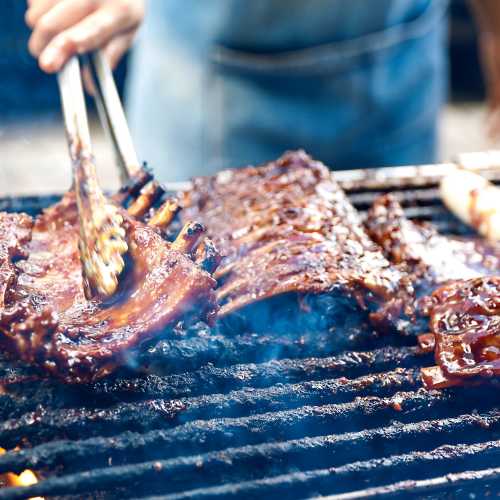 Grill stations at Artisan Living Mills River in Mills River, North Carolina