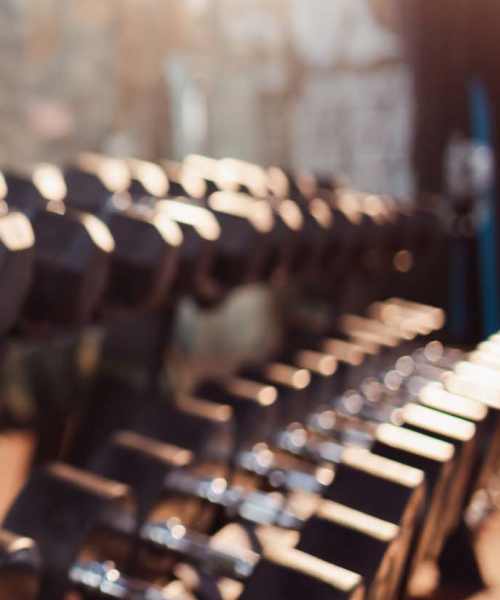Close up of dumbbells at Chambersburg Senior Housing in Chambersburg, Pennsylvania