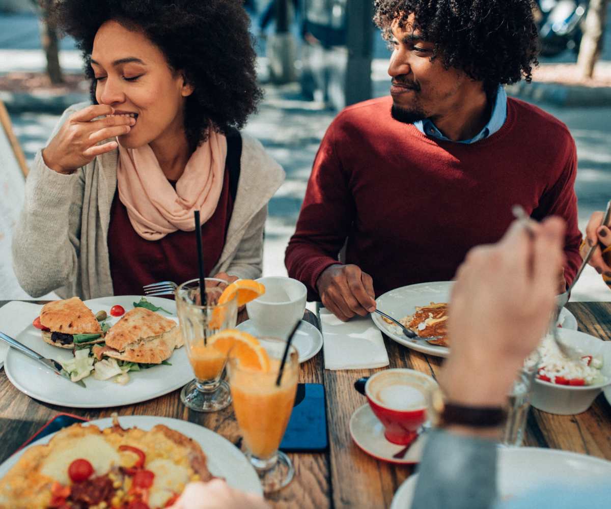 Residents enjoying the lunch at a restaurant near Sutton Place in Lakeland, Florida