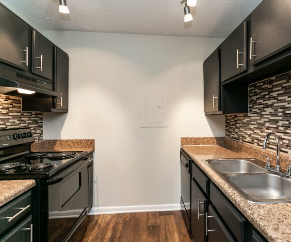 Black kitchen appliances at Candlewood Apartments in Nashville, Tennessee