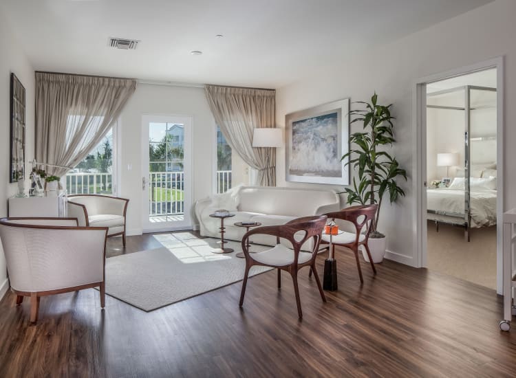 Gorgeous, open-concept living area in a model resident home at All Seasons Ann Arbor in Ann Arbor, Michigan