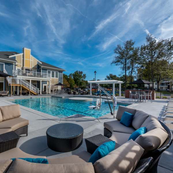 Resort-style pool at The Amber at Greenbrier, Chesapeake, Virginia