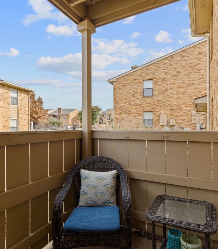 Spacious balcony at Cimarron Trails Apartments in Norman, Oklahoma