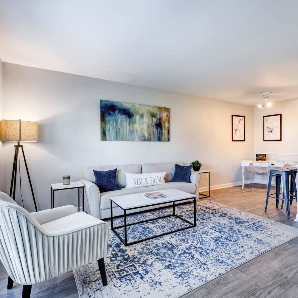 Carpeted living room at 1800 Ashley West Apartments in Charleston, South Carolina